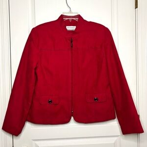 Red Jacket with Black Stitch Detailing